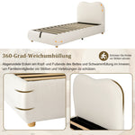 Upholstered Children's Single Bed with Hydraulic Storage and Slatted Frame, 90x200cm, Beige Bouclé