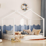 Upholstered Bed 140x200cm Iron Frame House Design - White