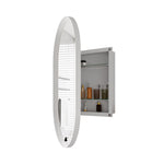 Stylish Oval Mirror Cabinet with Storage & Adjustable Shelves, White
