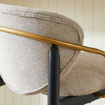Set of 2 Bar Stools Adjustable Height Backrest Footrest - Chenille Light Brown/Black Gold