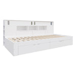 Daybed with Storage Drawers and Shelves, 140x200 cm, White
