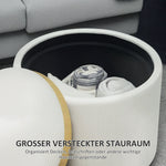 Storage Stool, Round Footstool Upholstered Coffee Table, Cream White
