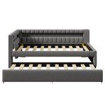 Daybed Sofa Bed 90x200cm with Trundle & LED, Grey Linen