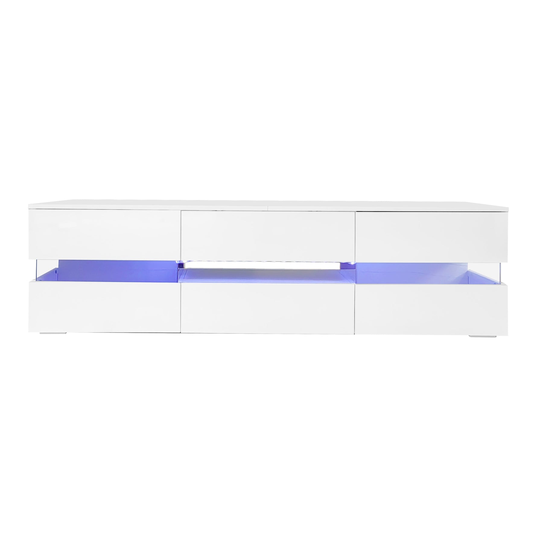 Modern TV Cabinet 160cm LED Storage for 70-inch TVs High-Gloss White