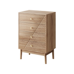 Chest of Drawers with 4 Storage Drawers and Wooden Wardrobe Cabinet, Oak Color