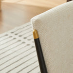 Set of 2 Dining Chairs Scandinavian Style Black/Gold Legs - Cream Fabric