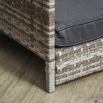 Rattan Dog House with Cushion, Outdoor Kennel, Grey Plastic
