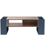 Coffee Table with Handleless Drawer & Double-Sided Storage, Anthracite Wood Grain