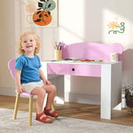 AIYAPLAY Children's Desk Set with Table Top & Drawer, Bear Shape, Pink