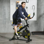 Exercise Bike, Adjustable Seat & Resistance, LCD Display, Heart Rate Sensor, Steel, Yellow