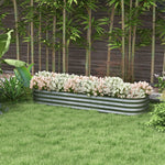 Raised Metal Planter Box 195x62x30cm Open Bottom DIY Flower Box, Silver