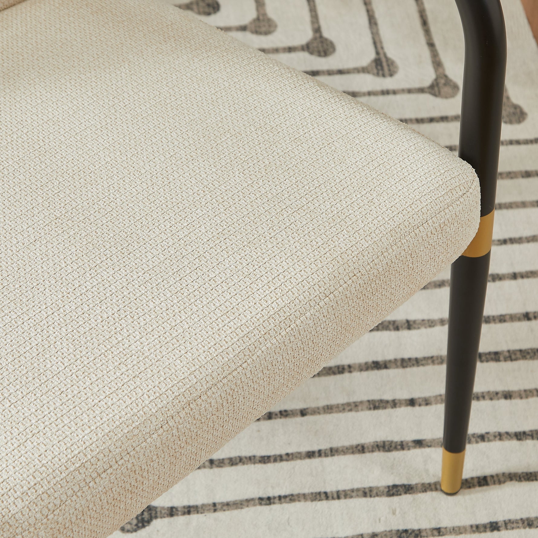 Set of 2 Dining Chairs Modern Scandinavian Upholstered Armrests - Cream Fabric