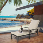 Lounge Patio Chair, Adjustable Recliner Rust-Resistant Aluminum, Beige Cushion