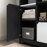 Multifunctional Bookcase with Open Storage, Doors & Drawers - Black/White