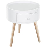 Coffee Table with Drawer, Round Side, 50 kg, White