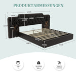 Bed Frame 160x200cm Hydraulic Storage USB Desk Lamp Velvet, Black