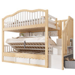 Children's Bunk Bed 90x200 with Storage & Stairs, White & Oak