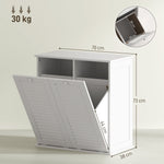 Laundry Cabinet, 2 Baskets, Louvered Doors, White