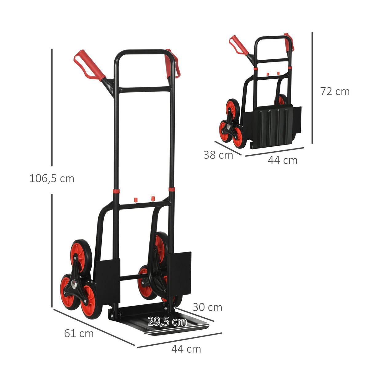 DURHAND Stair Climber Sack Barrow, 150 kg Foldable, Steel