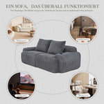 Modular Corduroy 2-Seater Sofa with Cup Holder and Storage Pocket, Dark Grey