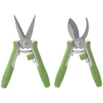 Garden Tool Set 2 Pieces, Stainless Steel with Pruning Shears, Green + Silver