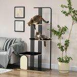 Cat Tree Large 170cm Cushion 3 Platforms Steel Black