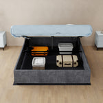 Bed Frame 140x200cm with Gas Lift & Mattress, Grey Dutch Velvet