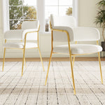 Dining Chair Set of 2 Modern Ergonomic Gold Legs - Beige