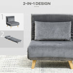 Sleeper Chair Folding Bed Adjustable Backrest - Velvet Grey