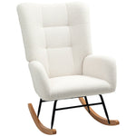 Rocking Chair, Armrests, Teddy Velvet, Cream White