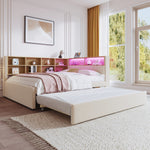 Sofa Bed 140x200 Pull-out Bed USB Storage Beige