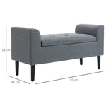Storage Bench, Upholstered with Wooden Legs, Light Grey