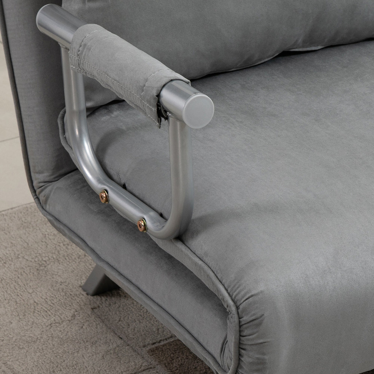 Sleeper Sofa Two-Seater Adjustable Bed Function Cushions, Light Grey