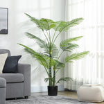Artificial Palm Tree, 16 UV-Resistant Plastic Leaves with Pot, Green
