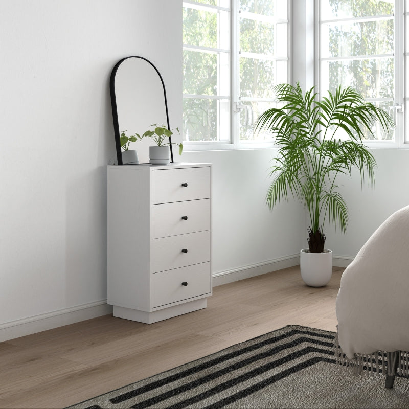 Chest of Drawers, 4 Drawer Wood Storage Cabinet, White