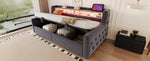 Upholstered Sofa Bed with Hydraulic Storage, LED Lighting and Charging Port, 90x200cm, Dark Grey