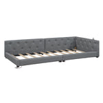 Sofa Bed Daybed 90x200cm Button Tufting Ambient LED USB-C Beige Linen