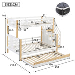 Bunk Bed, Trundle & Corner Stairs, Pine + MDF, White + Natural