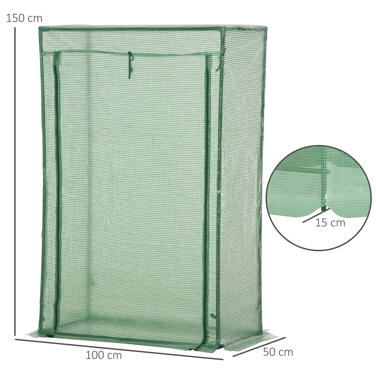 Greenhouse Roll-Up Door 100x50x150cm Steel Plastic Green