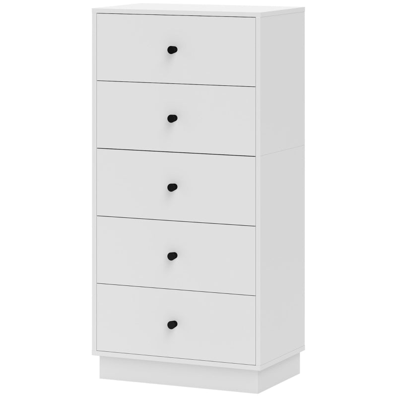 Chest of Drawers Sideboard, 5 Drawers, Wood, White