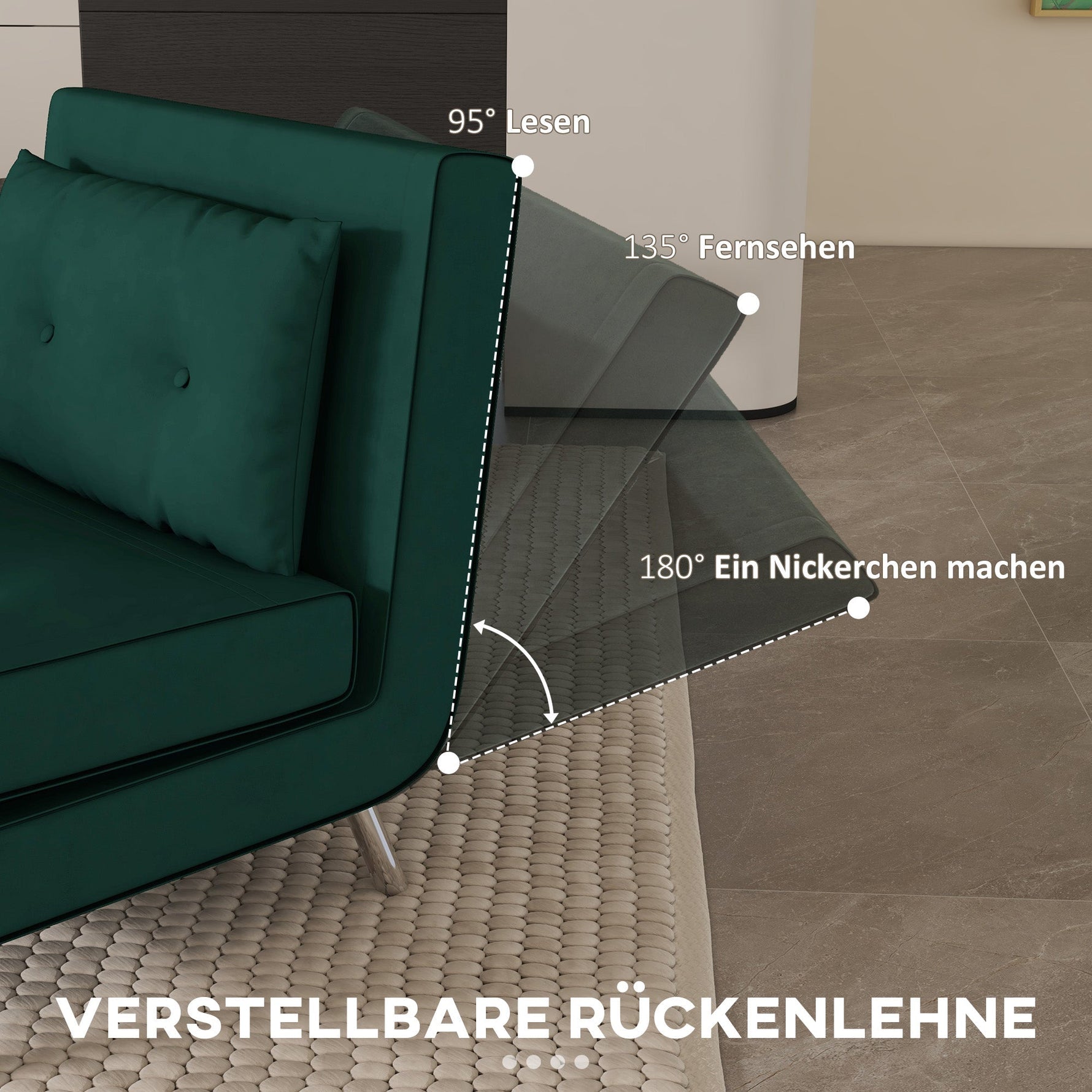 Sleeper Chair Folding Single Sofa Bed, Upholstered Velvet Look, Dark Green