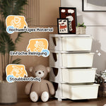 Storage Boxes 4 Large Drawers Rounded Edges 37x37x76cm - Plastic Cream White