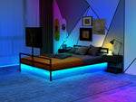 Gaming Bed: Adjustable Holder, LED Lights, Underbed Storage - Black Metal