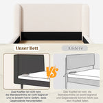 Upholstered Double Bed 180x200 cm with Slatted Base, Beige Bouclé