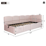 Upholstered Bed with USB Charger and Storage, 90x200cm, Pink Velvet