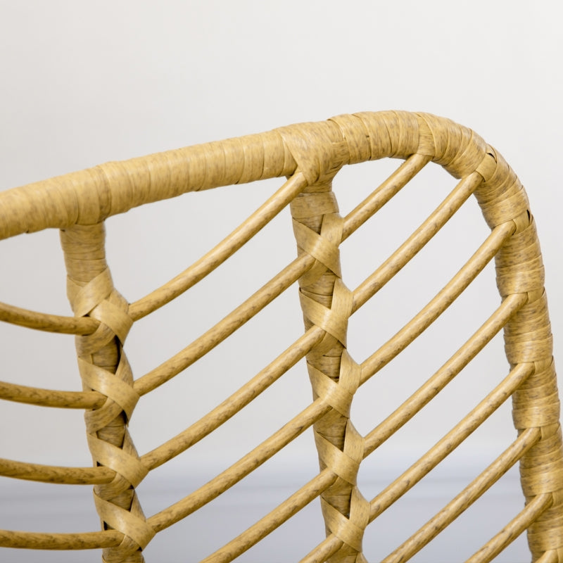 Dining Chair Set of 2 with Rattan Look, Steel, Yellow
