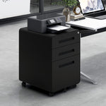 Mobile File Cabinet 3 Drawer Legal/Letter/A4 Under Desk Steel Black