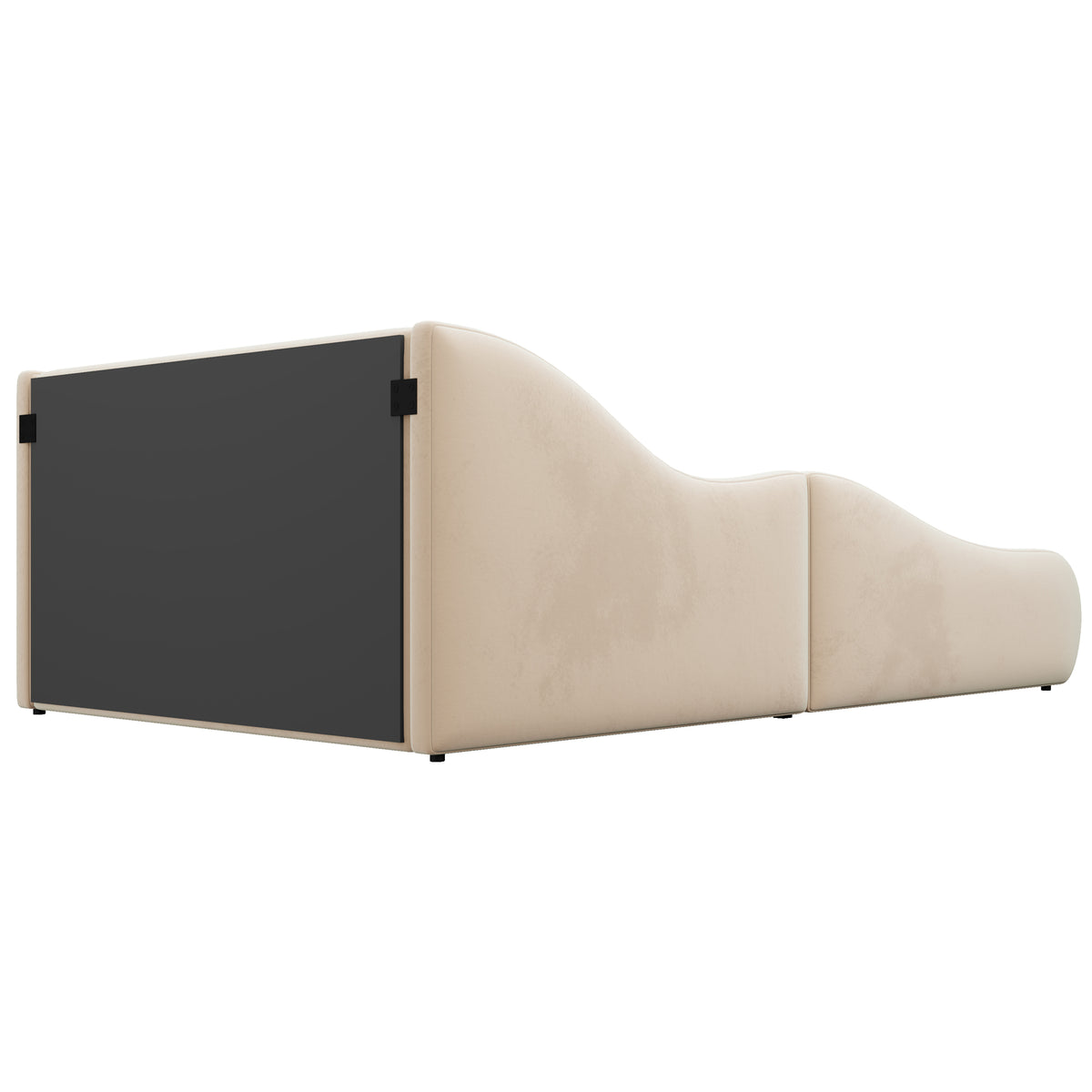 Upholstered Kids Bed 140x200 with Mattress & Rails in Beige Velvet