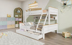 Bunk Bed with Windmill, Shelves & Drawers, Pine + MDF, White + Natural