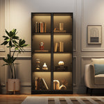Glass Display Cabinet, Double-Door Adjustable Shelves 80x40x160cm, App-Controlled LED Lighting